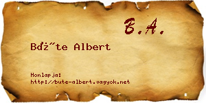 Büte Albert névjegykártya